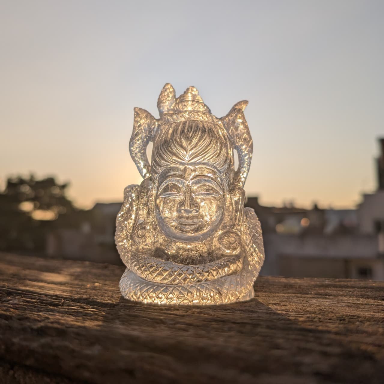 Crystal Sphatik Shiva Head Statue, 5" Craved Shiva's Head Meditation - Image 2