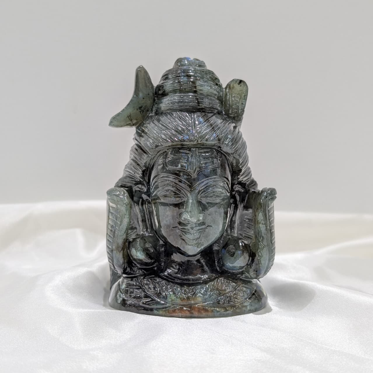 Hand Carved Labradorite Lord Shiva Statue - Image 3