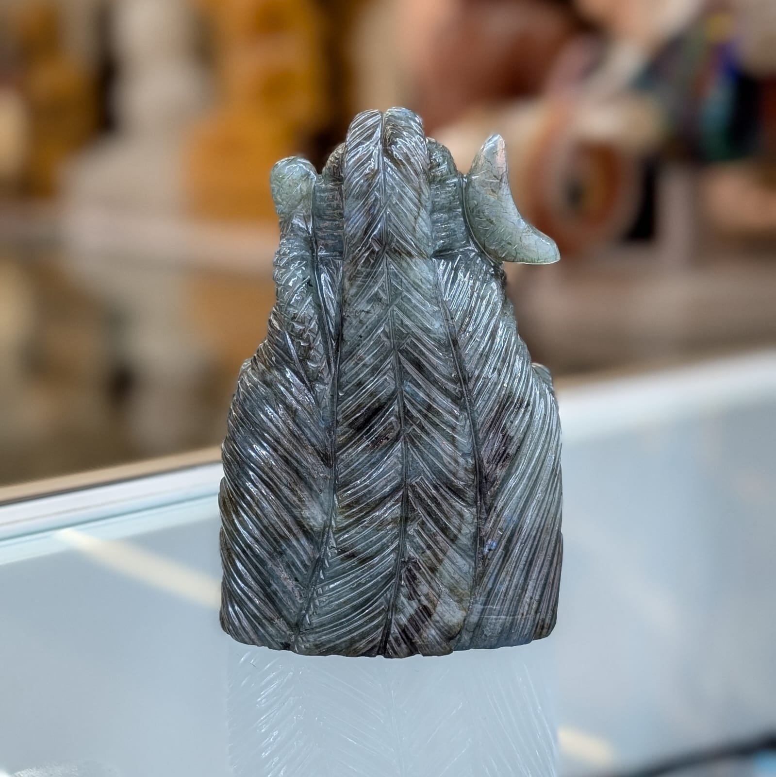 Hand Carved Labradorite Lord Shiva Statue - Image 2