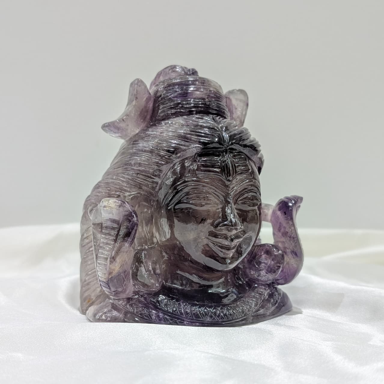 Hand Carved Amethyst Shiva Statue – Hindu God Altar Décor - Image 6