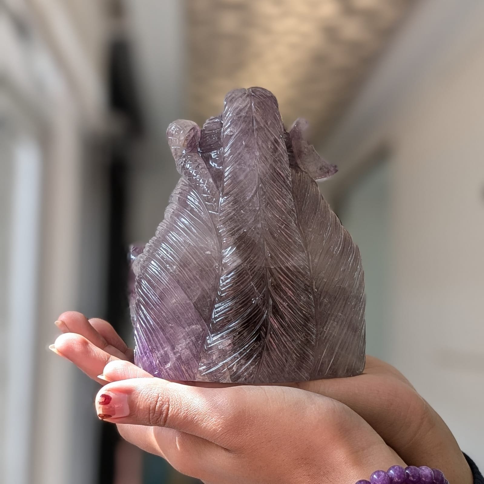 Hand Carved Amethyst Shiva Statue – Hindu God Altar Décor - Image 3