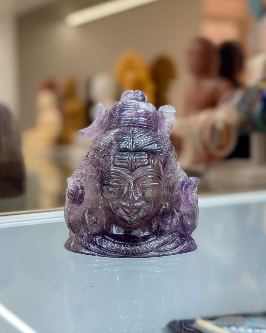 Hand Carved Amethyst Shiva Statue – Hindu God Altar Décor