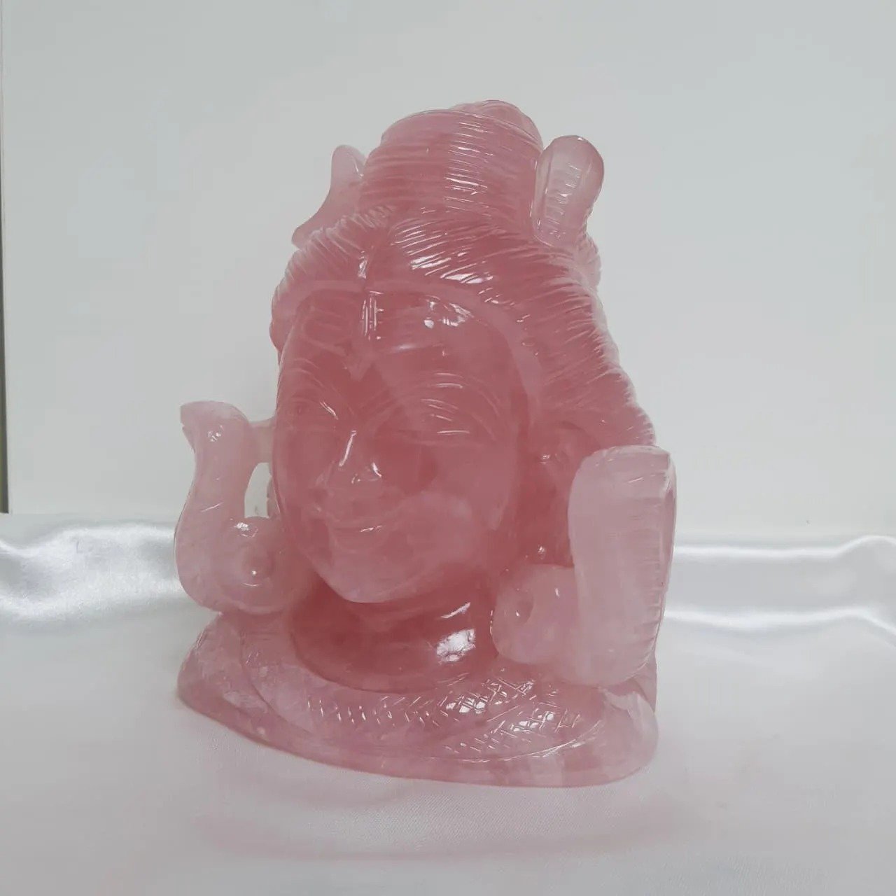 Rose Quartz Shiv Head – 6.5" lord Shiva Statue - Image 5