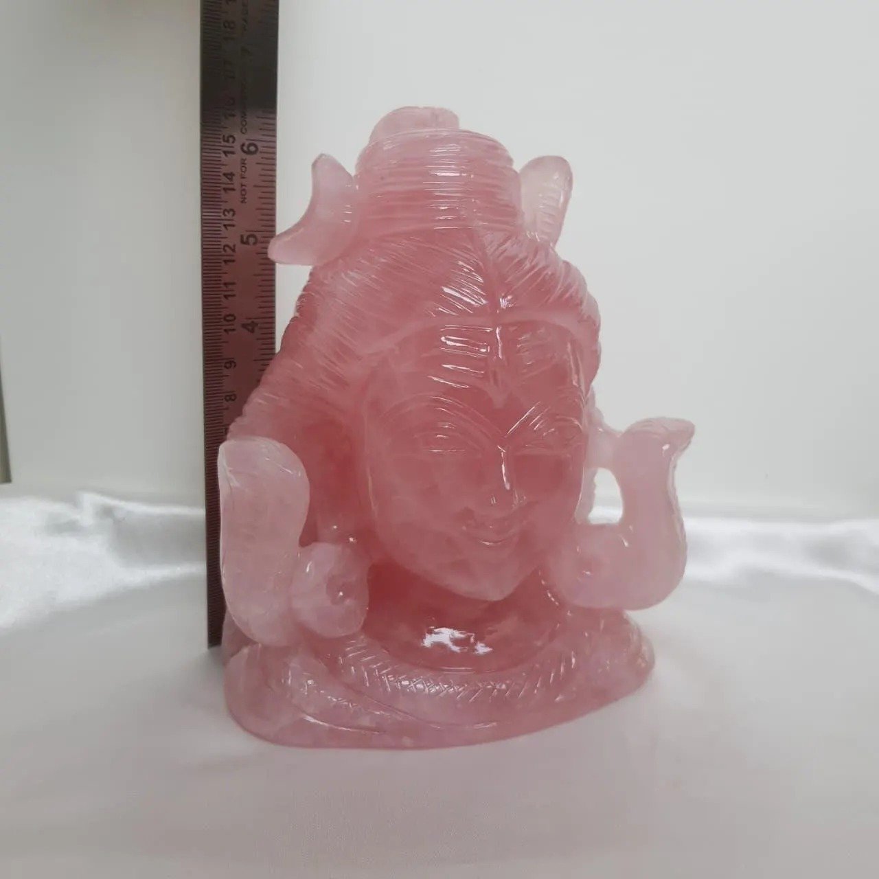 Rose Quartz Shiv Head – 6.5" lord Shiva Statue - Image 2