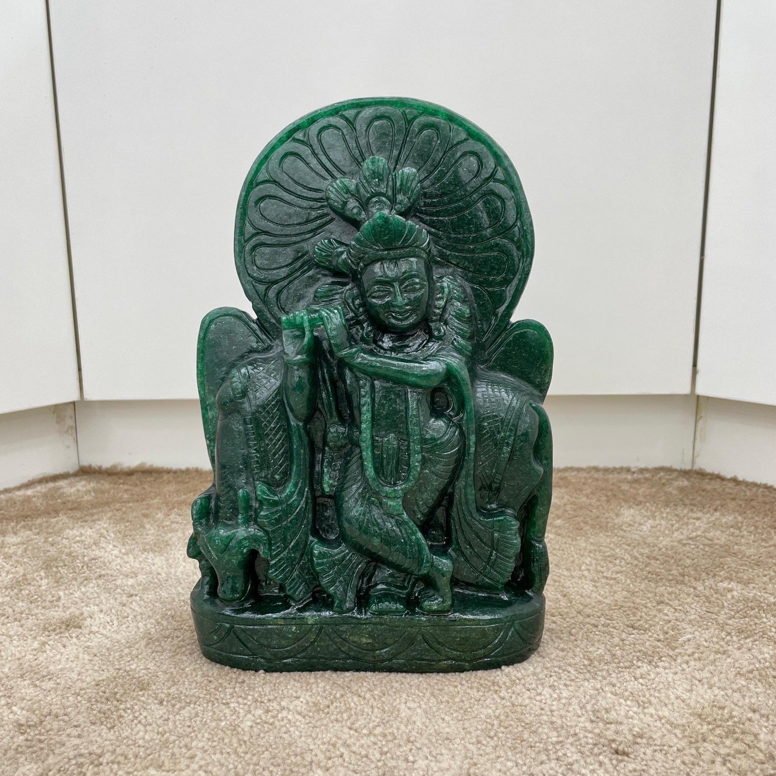 Green Jade Krishna Statue – 9.65" Lord Krishna Statue - Image 11