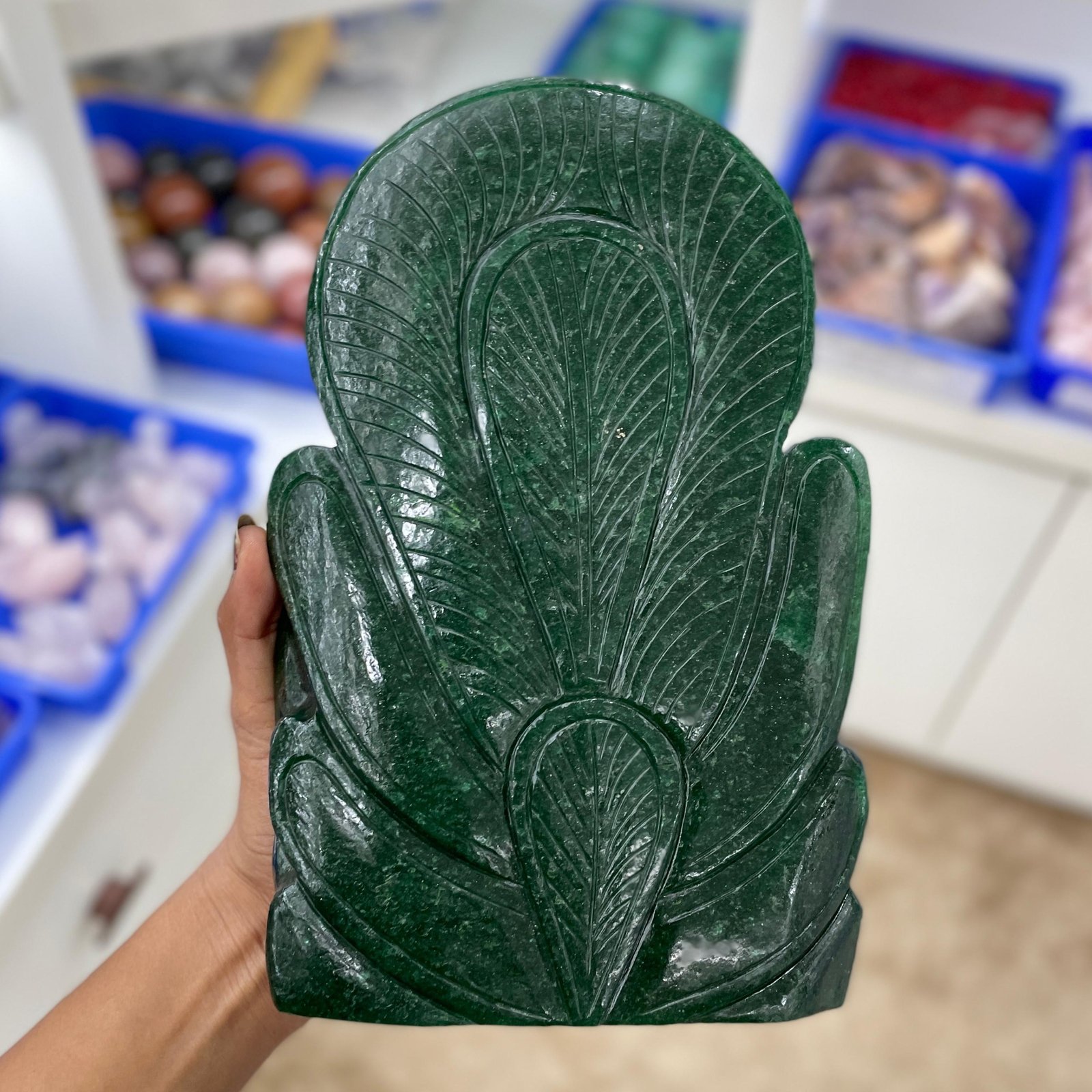 Green Jade Krishna Statue – 9.65" Lord Krishna Statue - Image 2