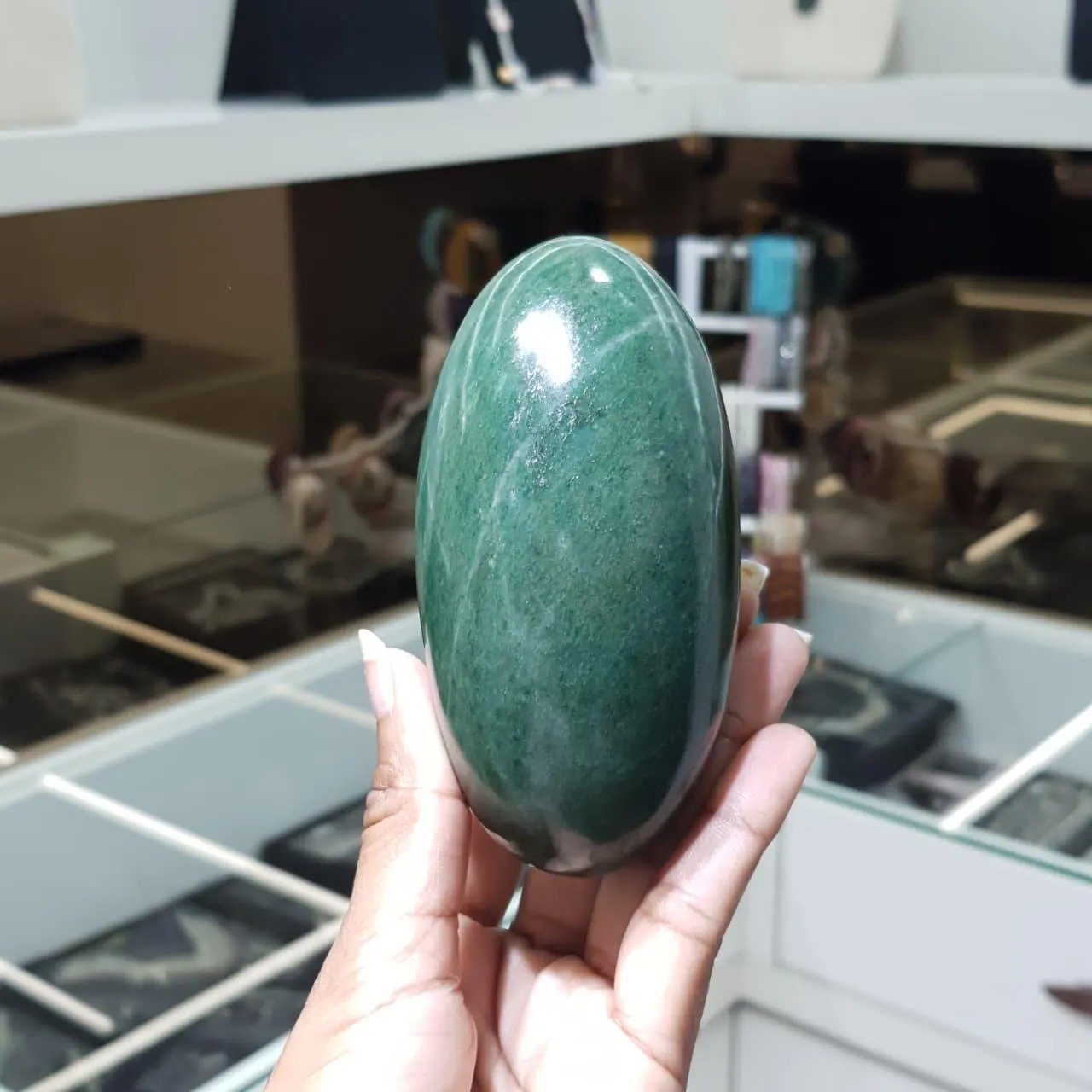 Green Jade Lingam, Markata lingam for Meditation and temple - Image 12