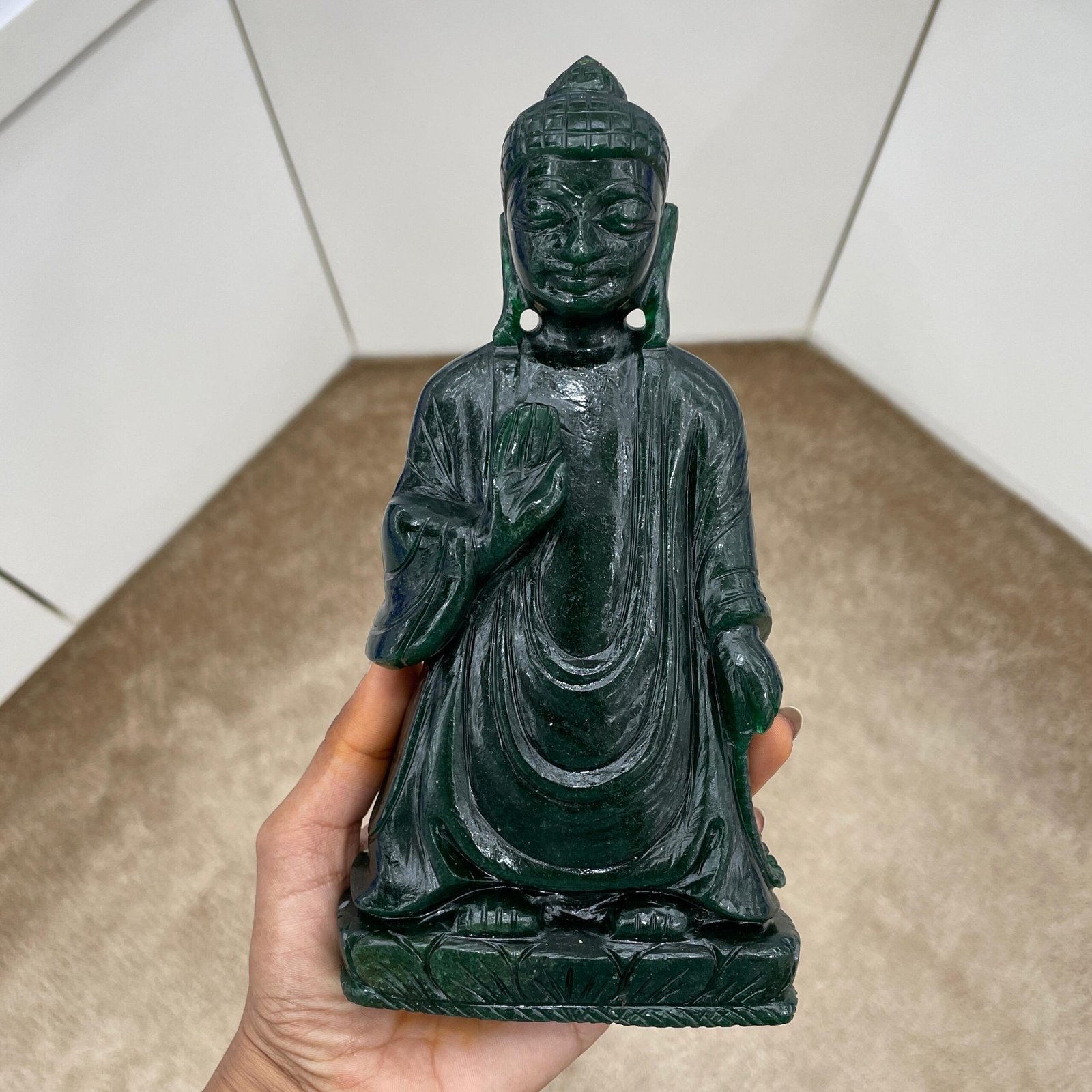 Green Jade Buddha statue for Meditation Spiritual Home Altar Gift, Gemstone God Buddha Idol - Image 7