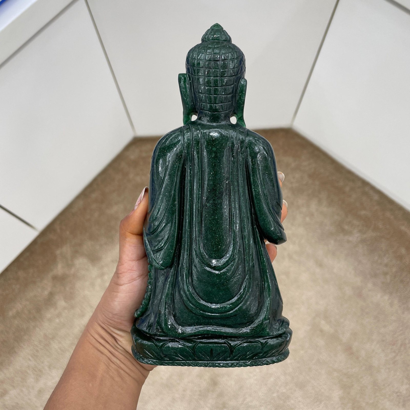 Green Jade Buddha statue for Meditation Spiritual Home Altar Gift, Gemstone God Buddha Idol - Image 8