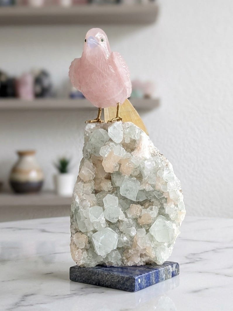 Rose Quartz Sparrow Bird for Home Décor - Healing Crystals Gifts - Meaningful Gifts - Image 3