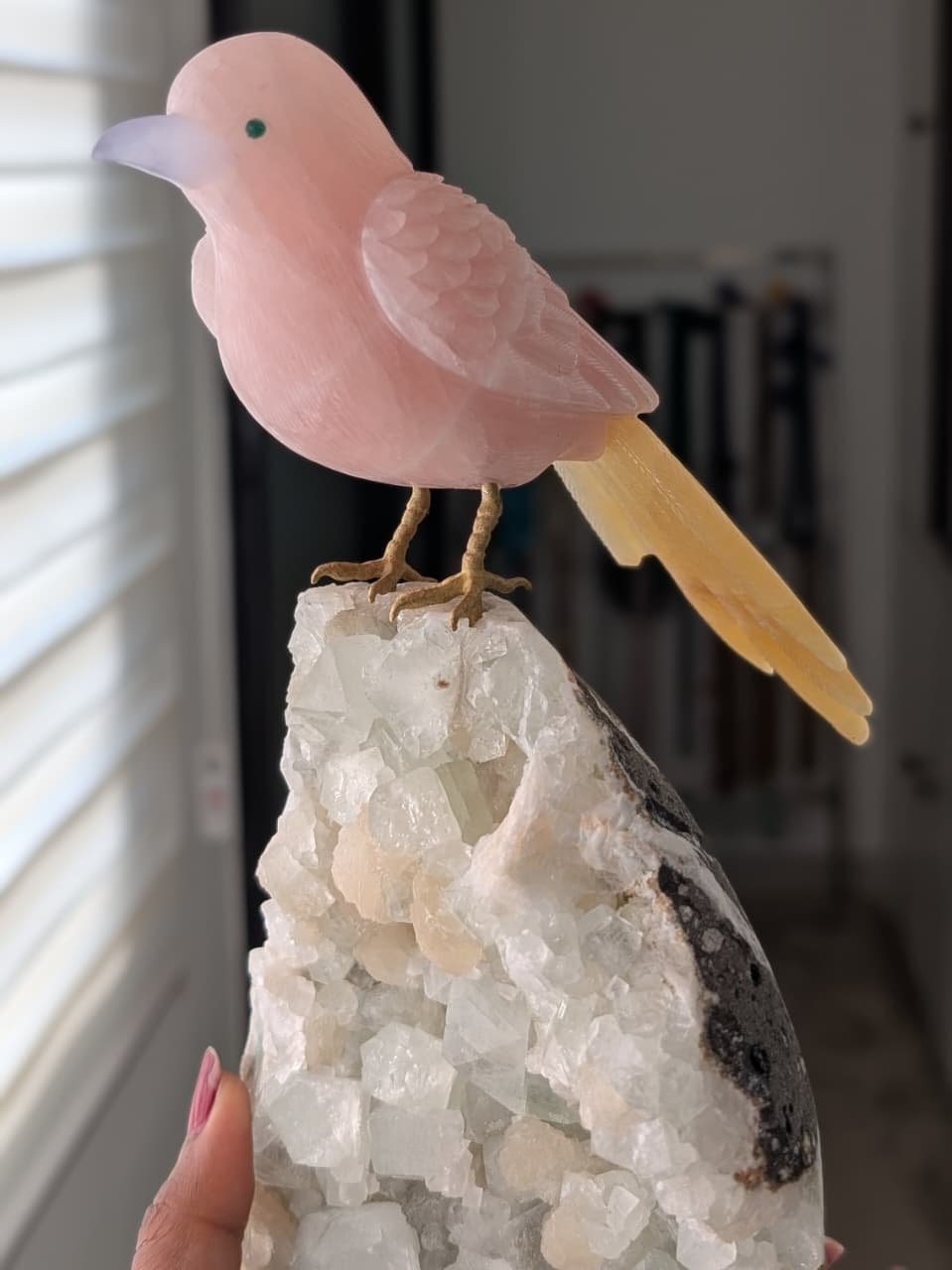 Rose Quartz Sparrow Bird for Home Décor - Healing Crystals Gifts - Meaningful Gifts - Image 2