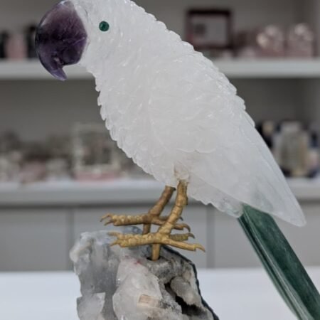 White Quartz Parrot Sculpture