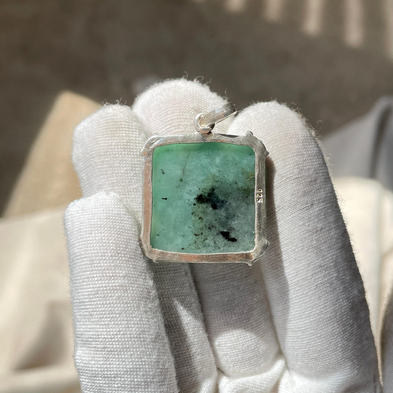 Original Emerald Ganesha Pendant 92.5 Silver Pendant - Image 8