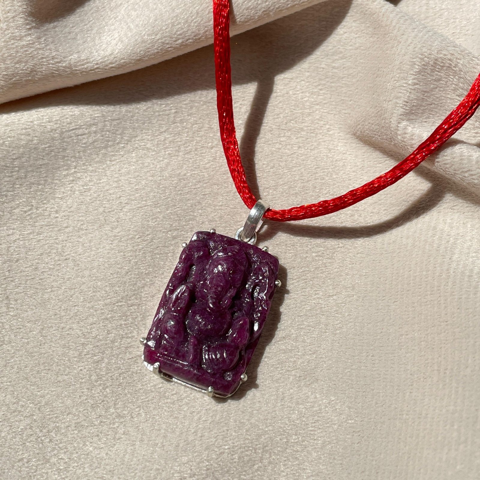 Natural Ruby Ganesha Pendant 92.5 Silver Pendant for Gifts - Image 2