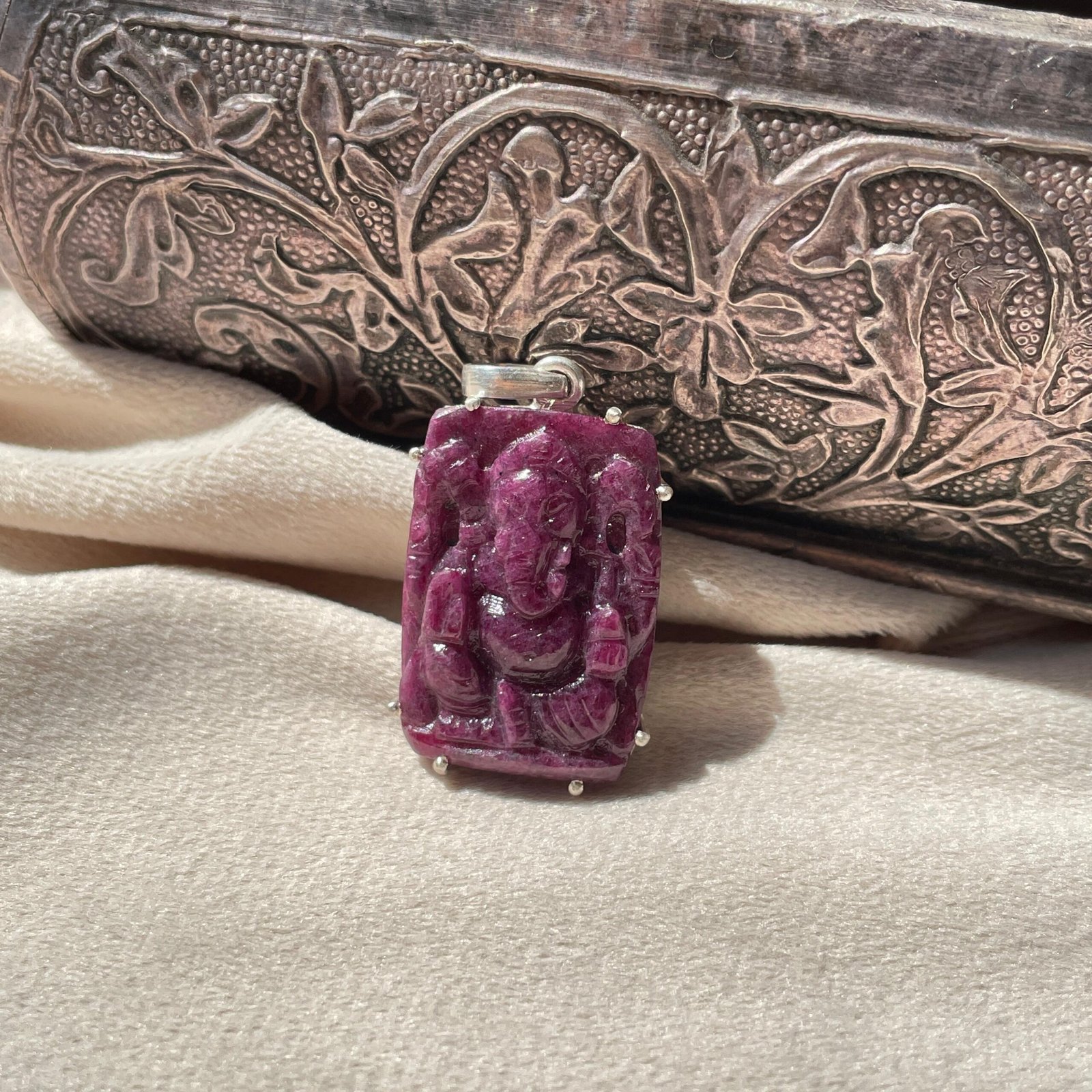 Natural Ruby Ganesha Pendant 92.5 Silver Pendant for Gifts - Image 4