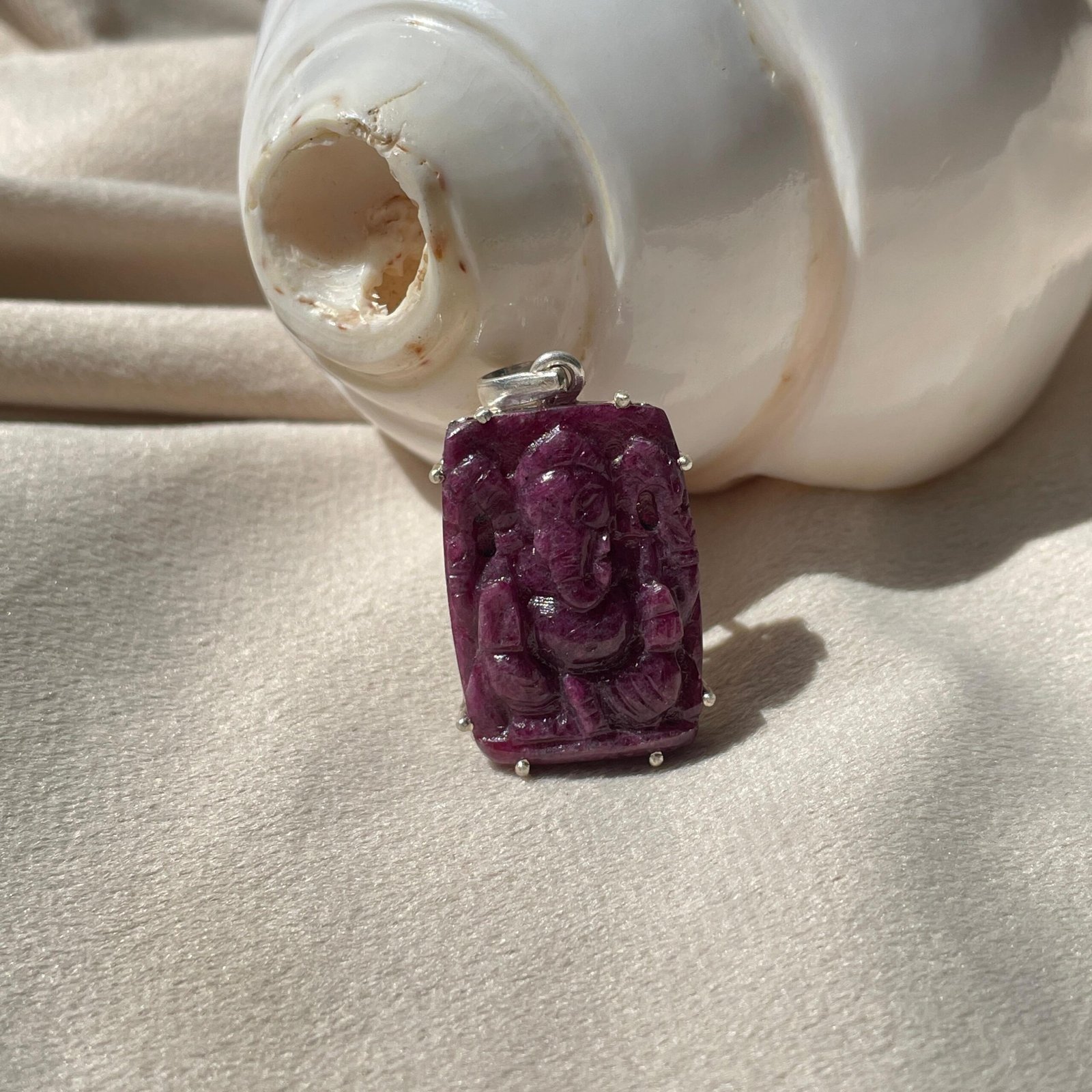 Natural Ruby Ganesha Pendant 92.5 Silver Pendant for Gifts - Image 5
