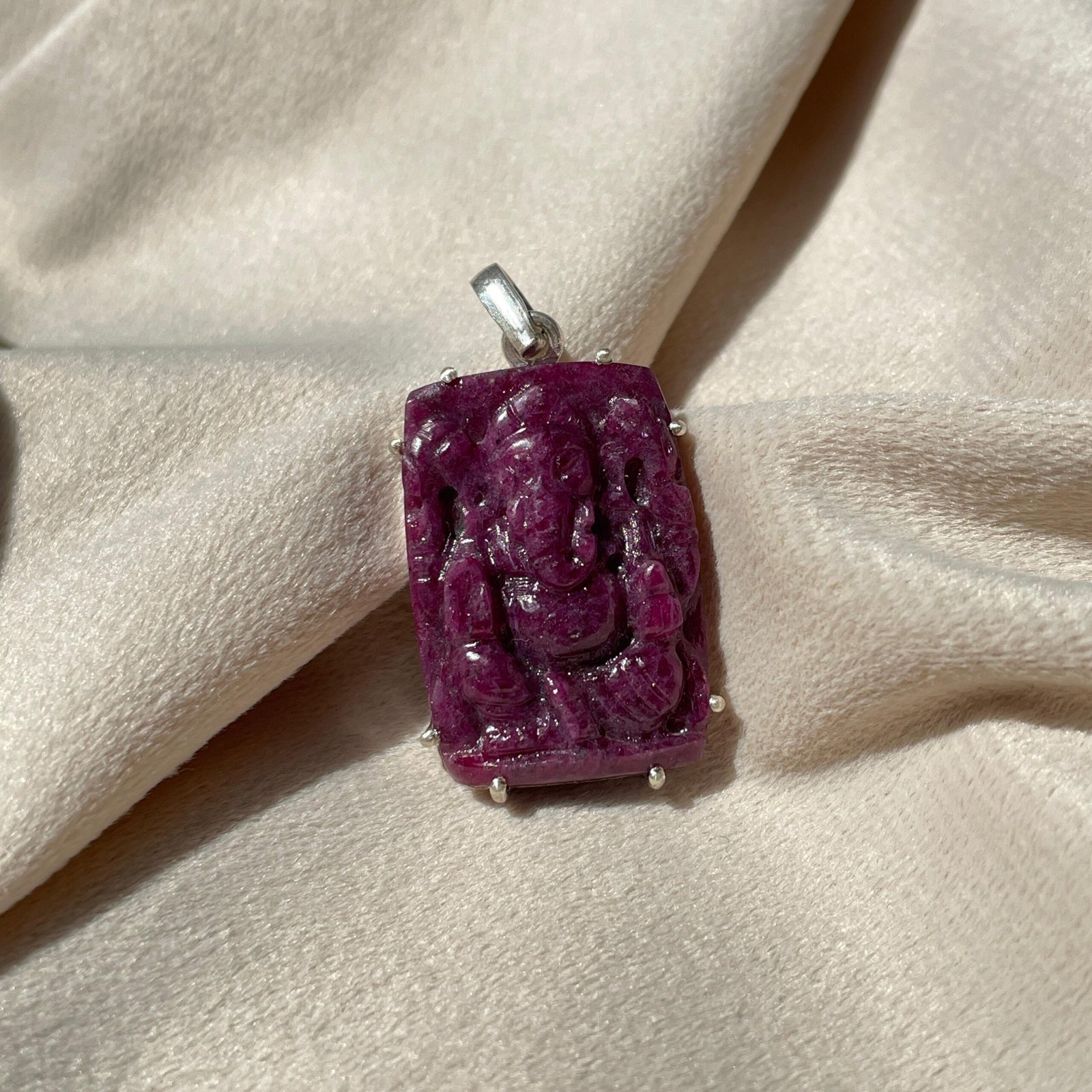 Natural Ruby Ganesha Pendant 92.5 Silver Pendant for Gifts - Image 6