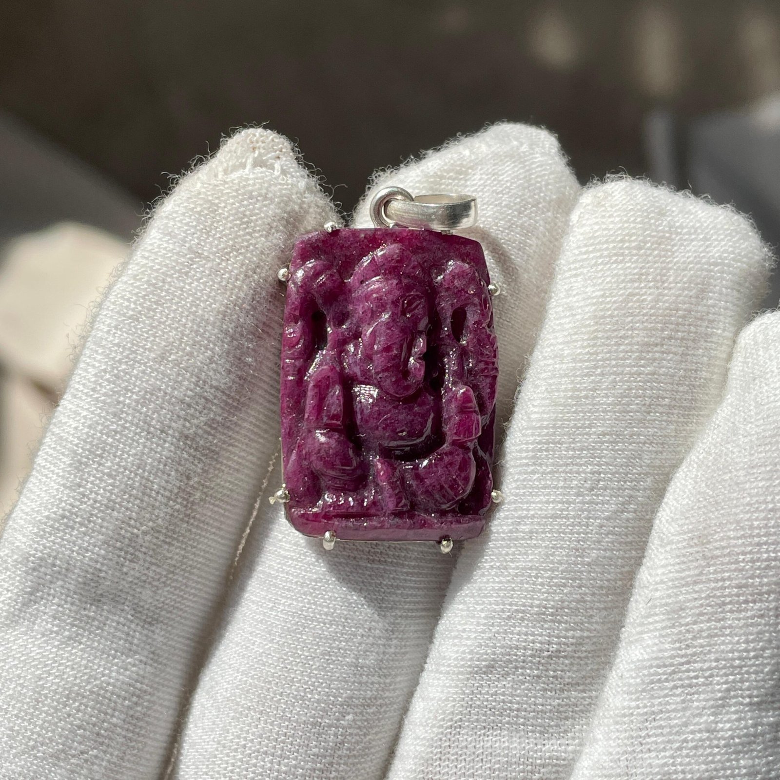 Natural Ruby Ganesha Pendant 92.5 Silver Pendant for Gifts - Image 7