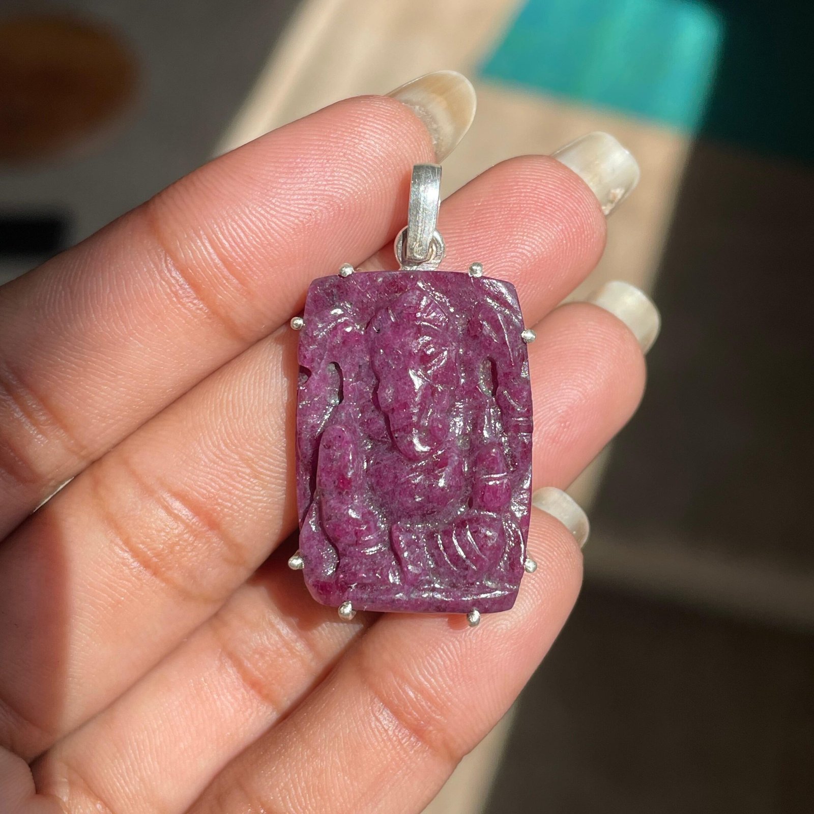 Natural Ruby Ganesha Pendant 92.5 Silver Pendant for Gifts - Image 9