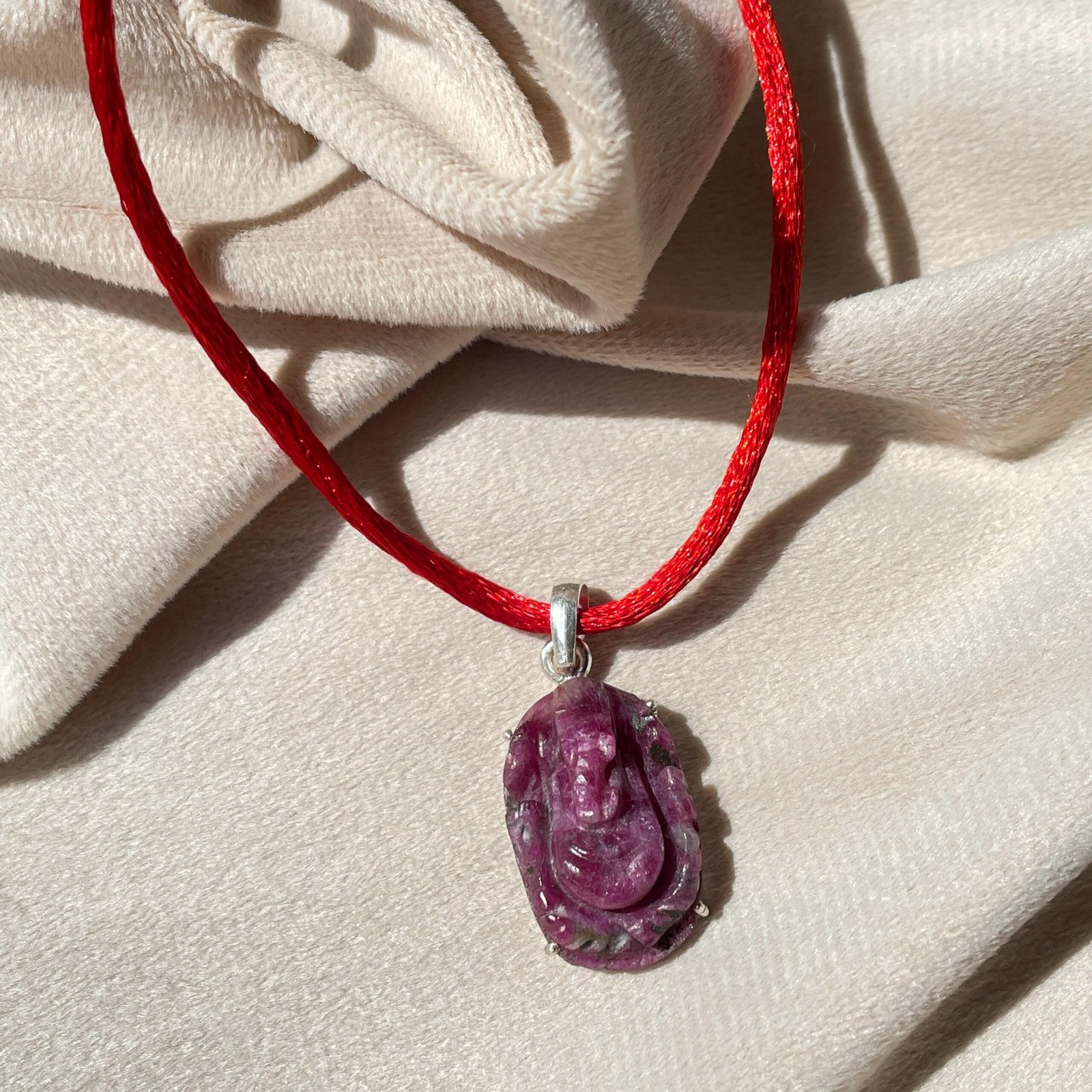 Ruby Ganesha Pendant in 92.5 Silver - Image 4