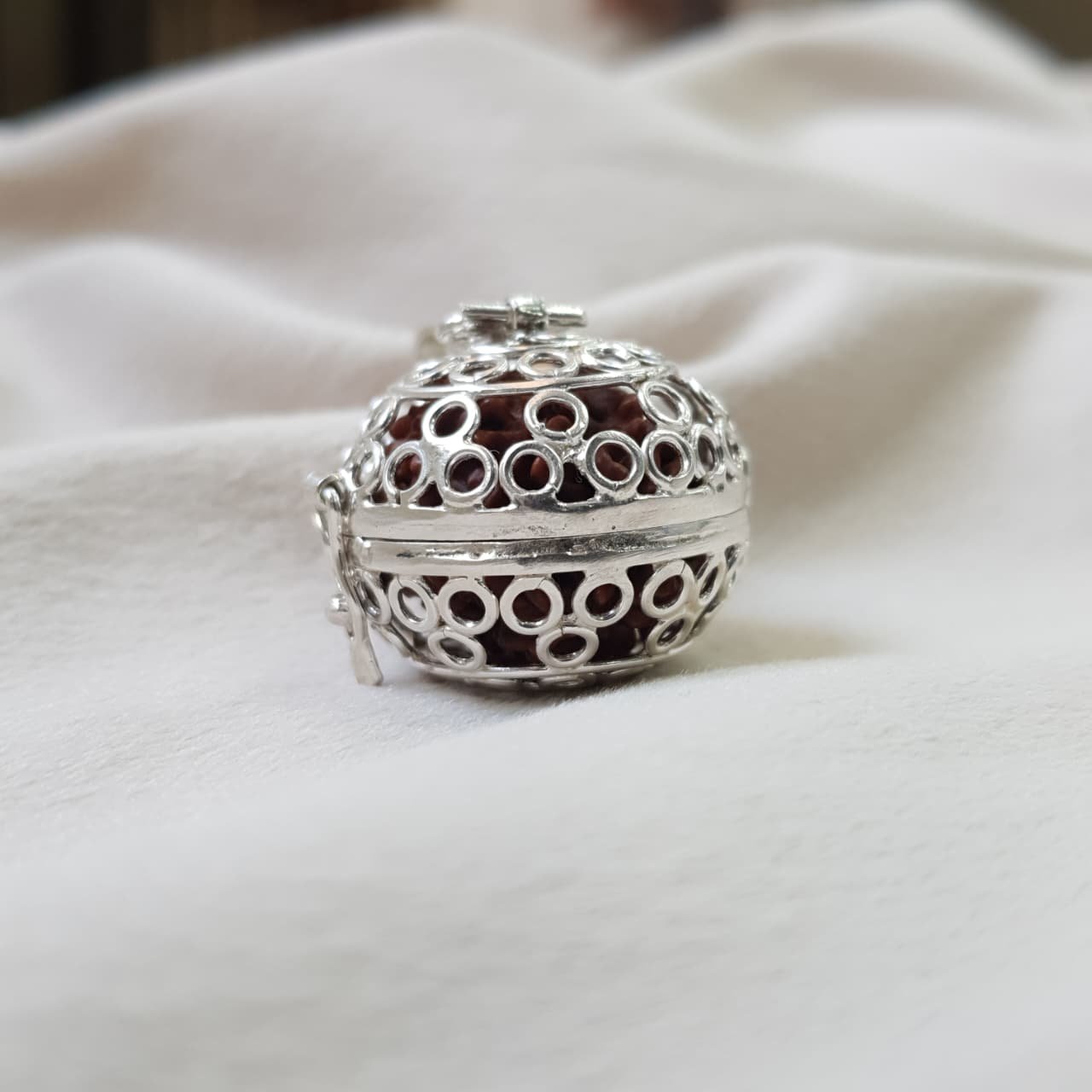 7 Mukhi Rudraksha Pendant in 92.5 Silver Cage (Lab Certified) - Image 7