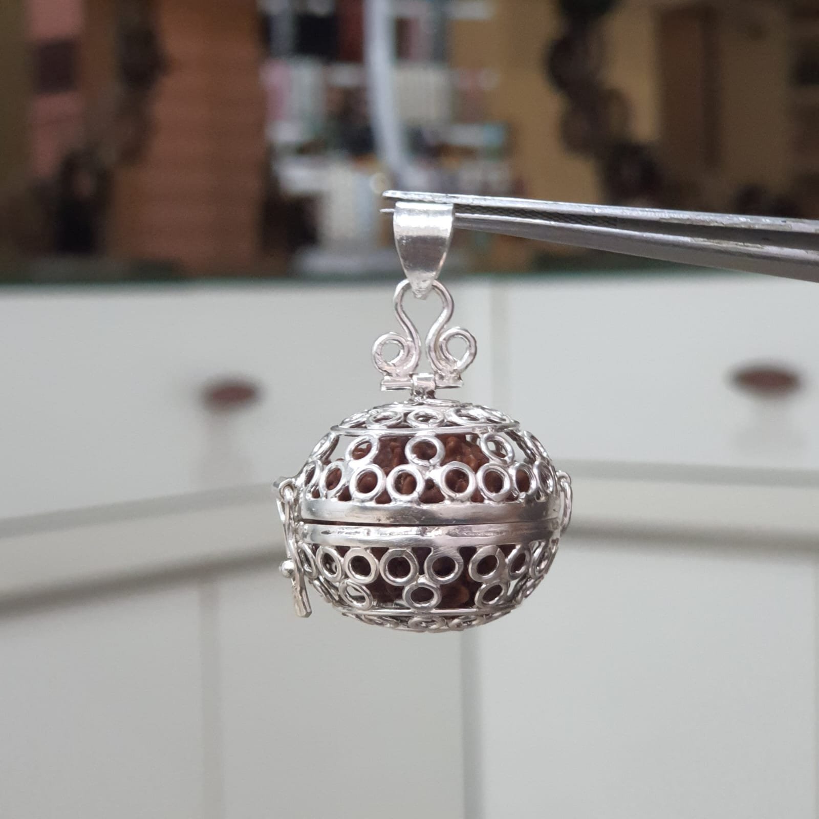 7 Mukhi Rudraksha Pendant in 92.5 Silver Cage (Lab Certified) - Image 10