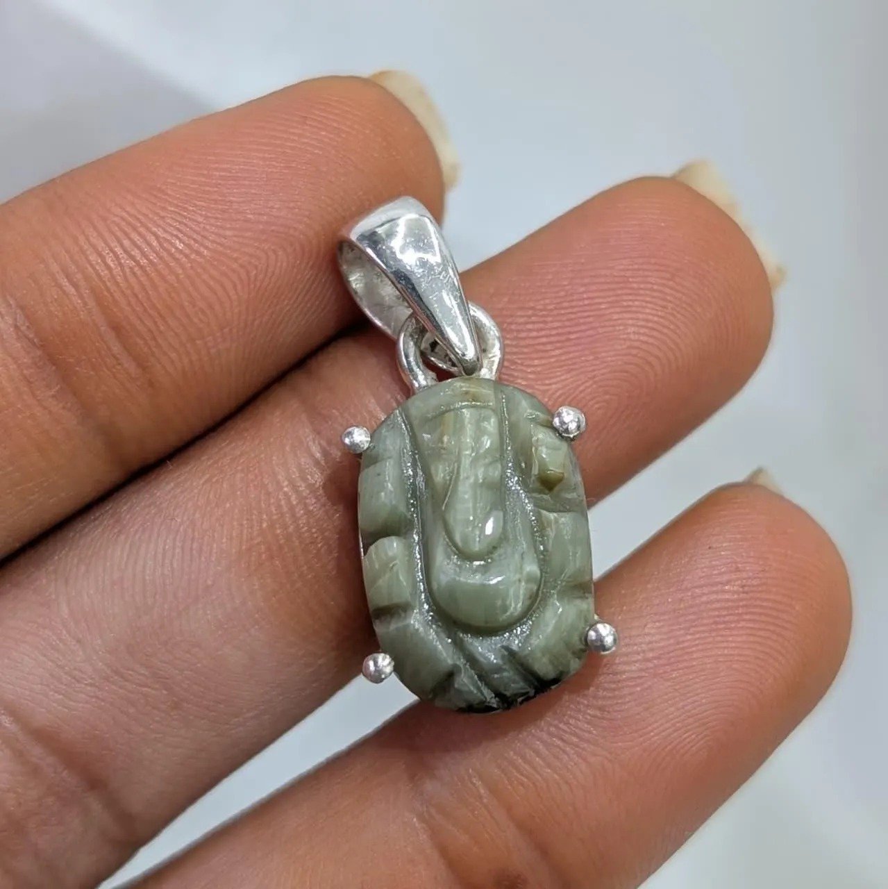 Cat’s Eye Ganesha Pendant – silver Pendant - Image 6