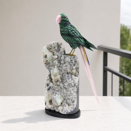 Hand Carved Natural Ruby Zoisite Parrot