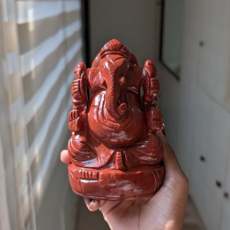 Red Ganesha Idol - Red Gemstone Lord Ganpati Statue