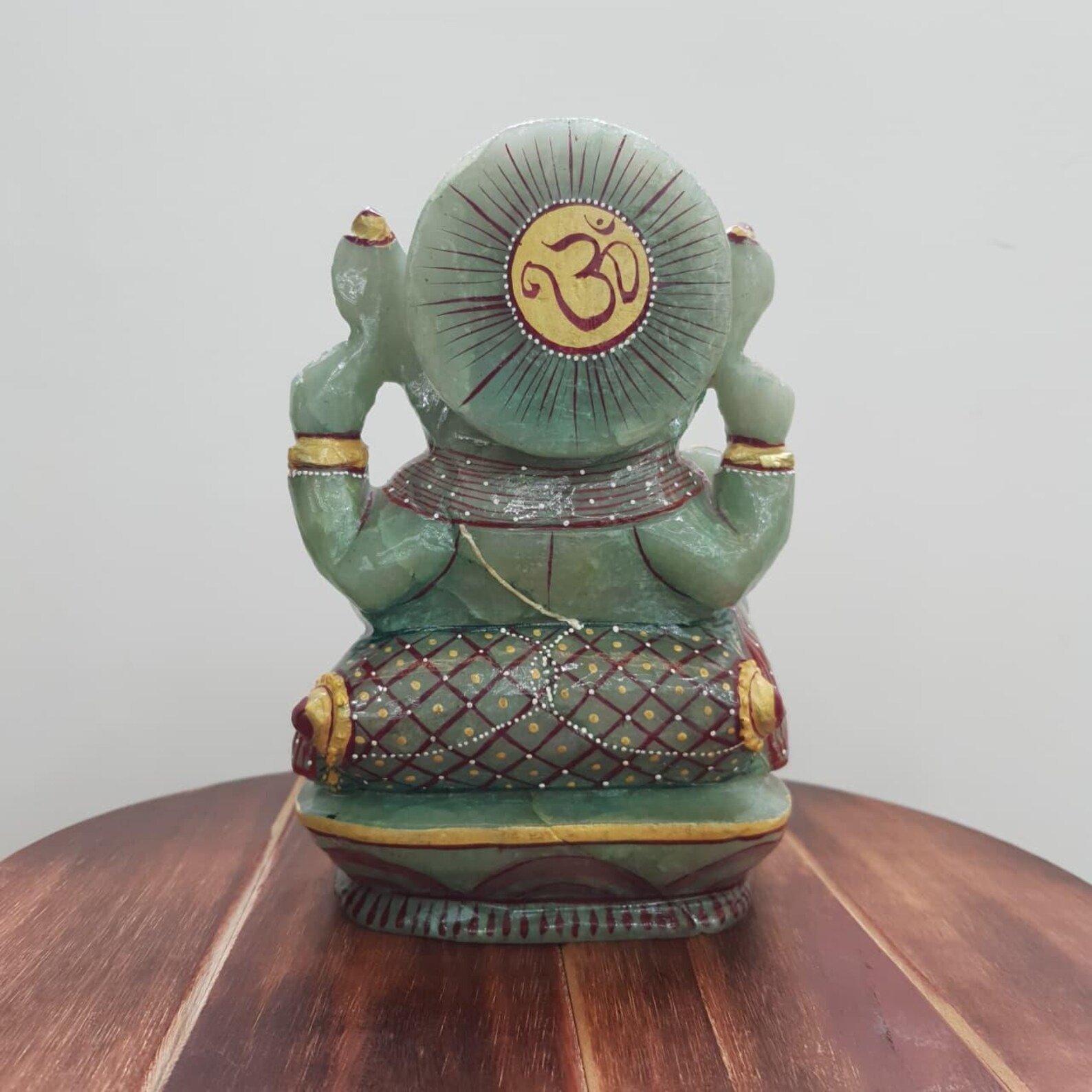 Green Jade Ganesha Idol, 7" Ganesh ji Murti for Home, Temple & Gift - Image 4